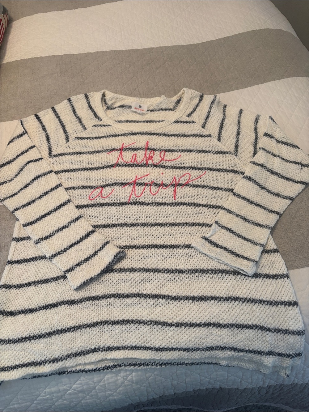 Sundry Take a Trip - Cream with Navy Stripes